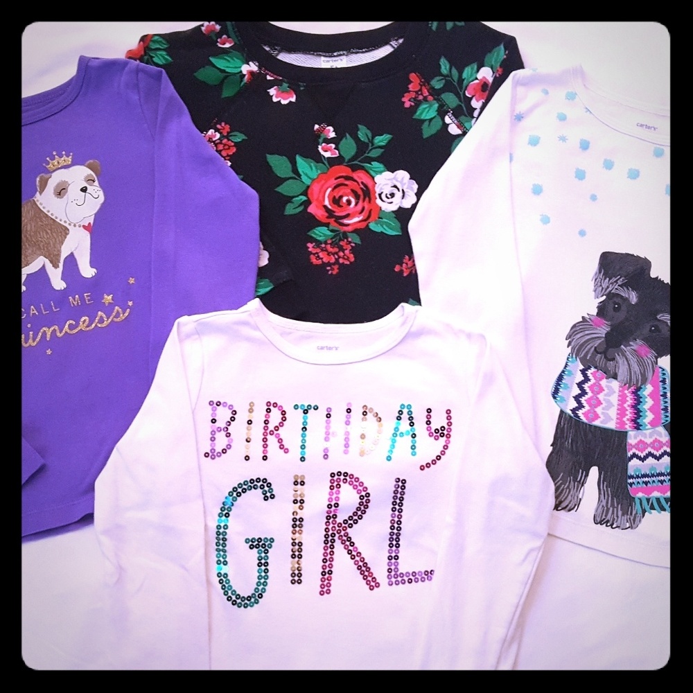 4 Carter's Long Sleeve Shirts, size 5T